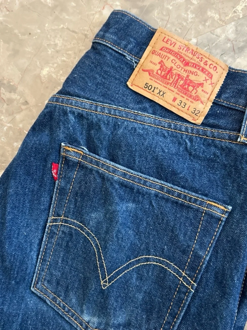 Vintage 2003 Levi’s 501XX Jeans 33x27 Blue Denim Button Fly Straight Leg